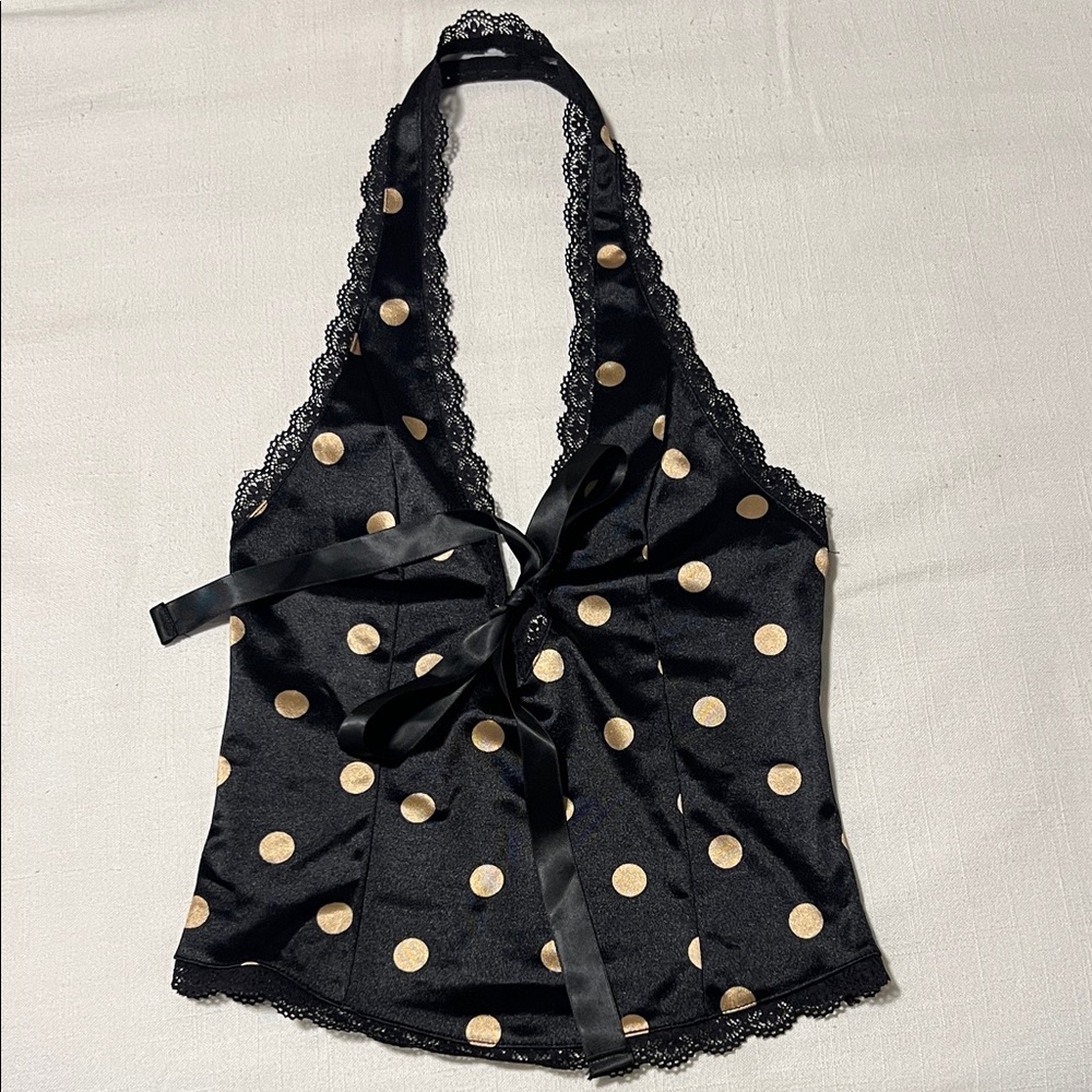 Kimchi Blue Black Top with Gold Dots